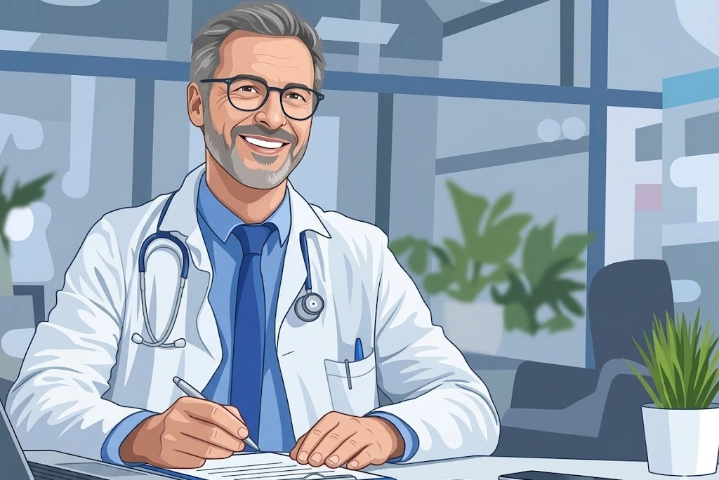 Medical professional with bandage